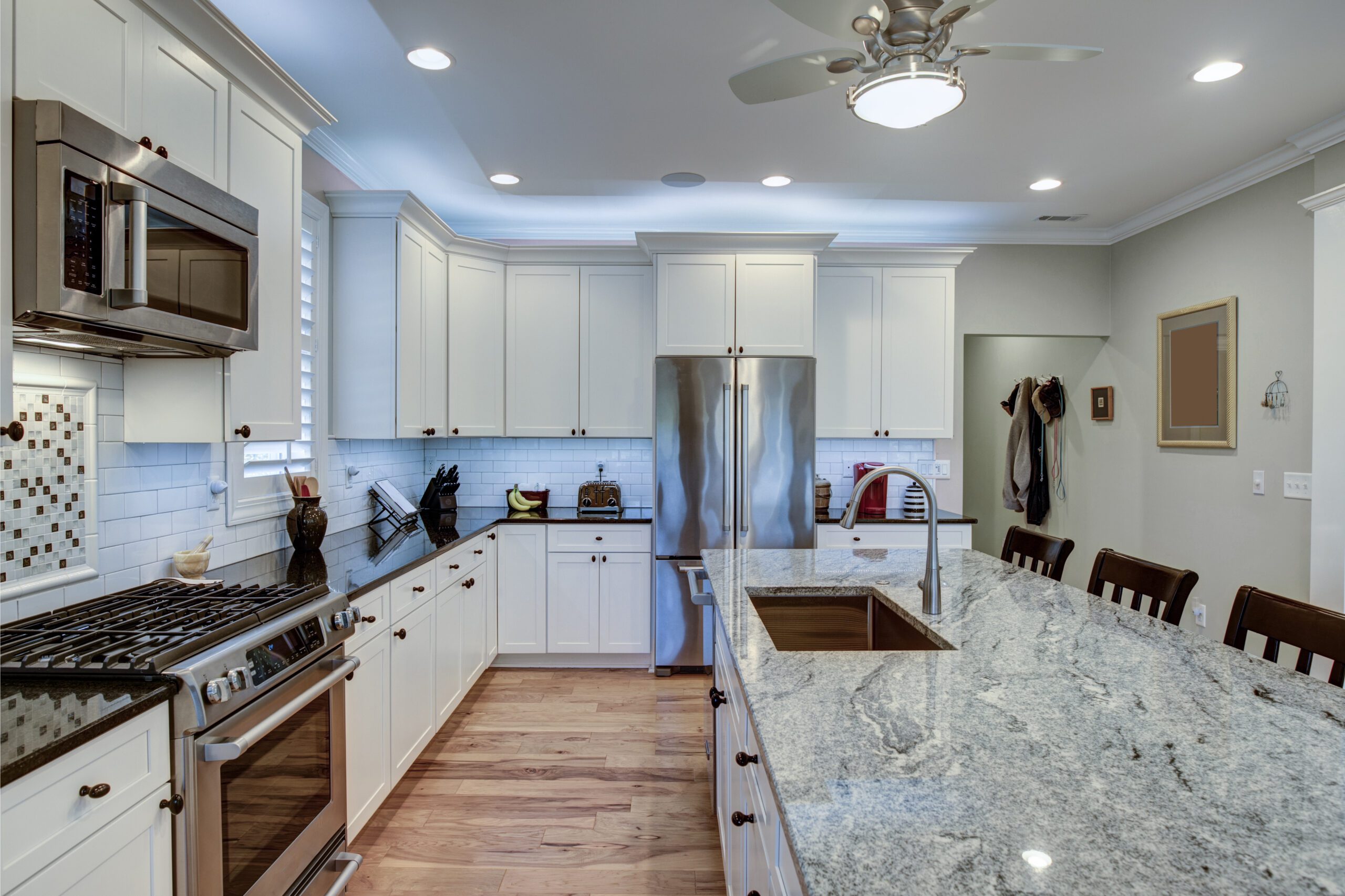 Beautiful luxury kitchen with quartz and granite countertops and